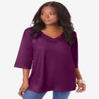 Lace V Neck Ultrasmooth® Fabric Top image number null