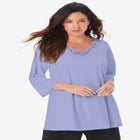 Lace V Neck Ultrasmooth® Fabric Top image number null