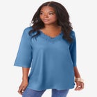 Lace V Neck Ultrasmooth® Fabric Top image number null