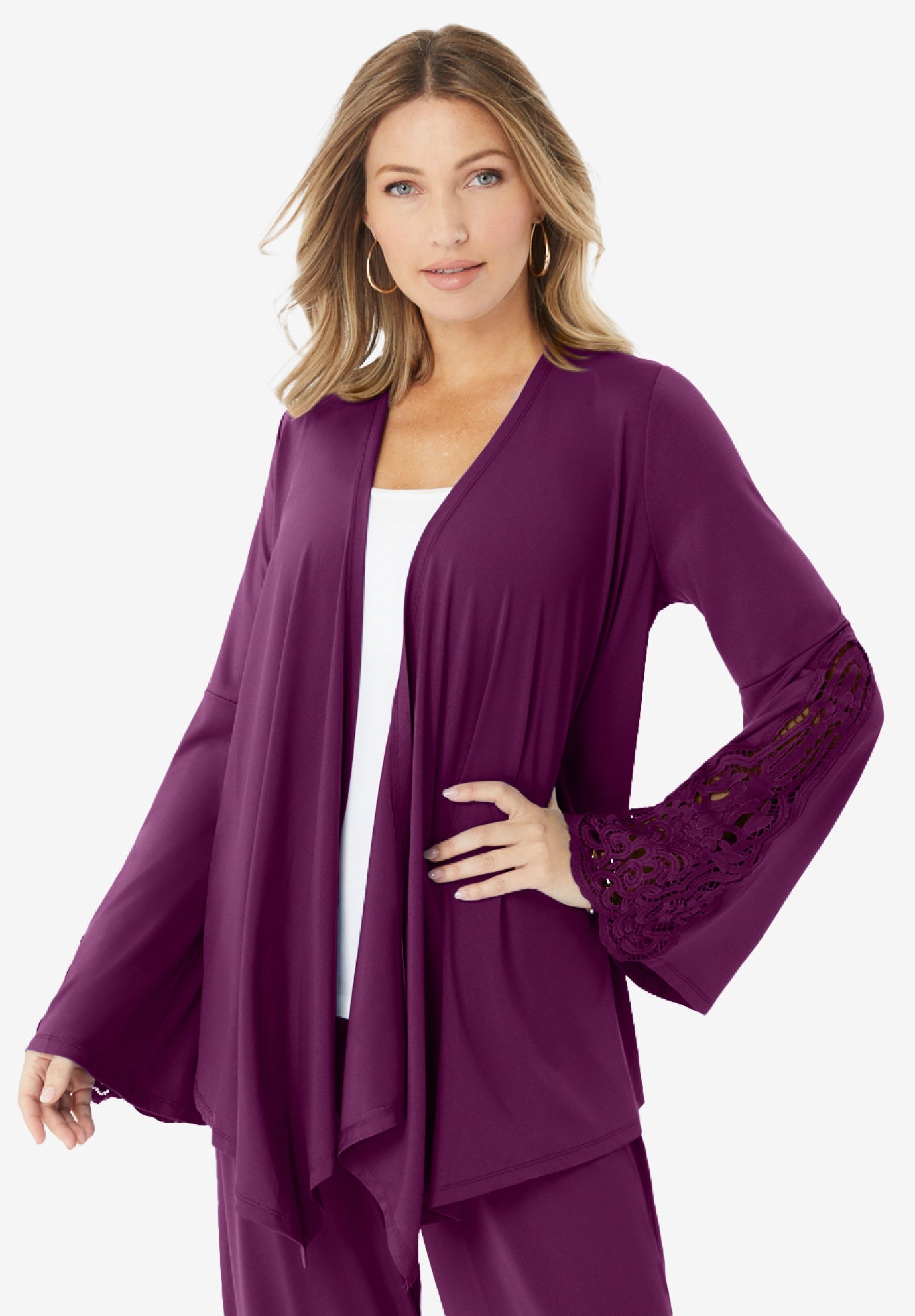 Plus-Size Bell-Sleeve Cardigan image number 0