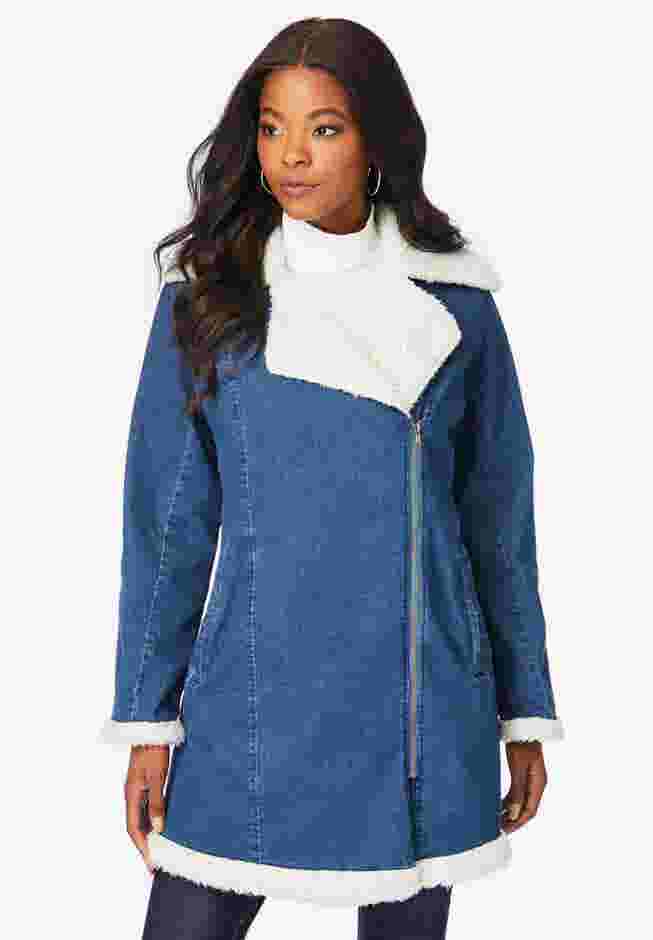 Sherpa-Lined Denim Jacket image number 3