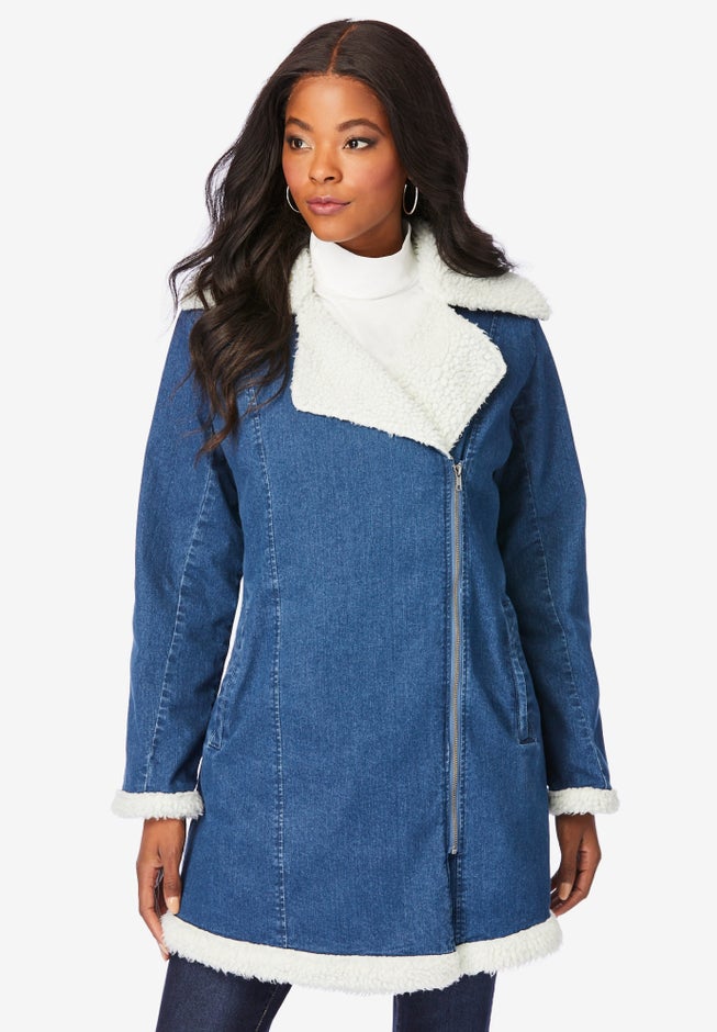 Sherpa-Lined Denim Jacket image number 3