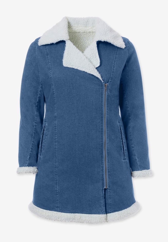 Sherpa-Lined Denim Jacket image number 4