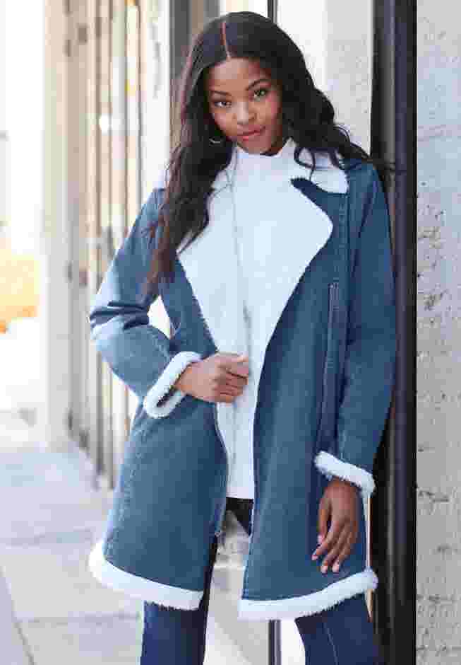 Sherpa-Lined Denim Jacket image number 5