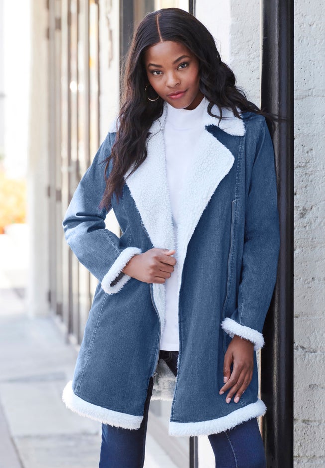 Sherpa-Lined Denim Jacket image number 5