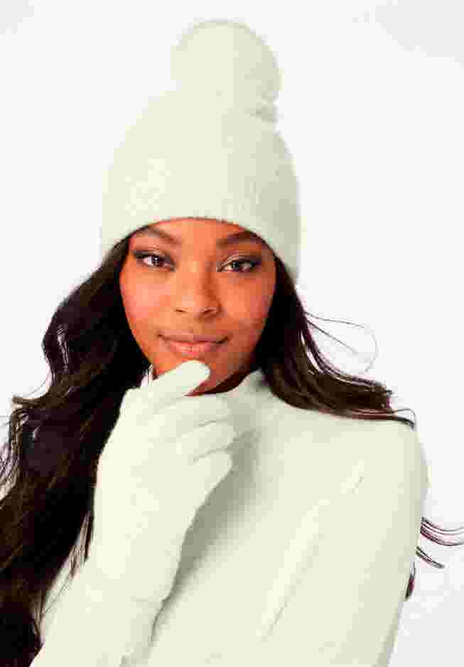 Faux Fur-Lined Beanie Hat and Glove Set. image number 0