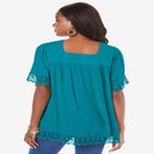 Hand Crinkled Embroidered Lace Top image number null