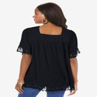 Hand Crinkled Embroidered Lace Top image number null
