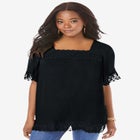 Hand Crinkled Embroidered Lace Top image number null