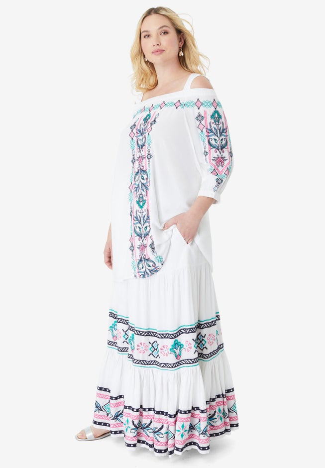 Off-The-Shoulder Embroidered Top image number 3