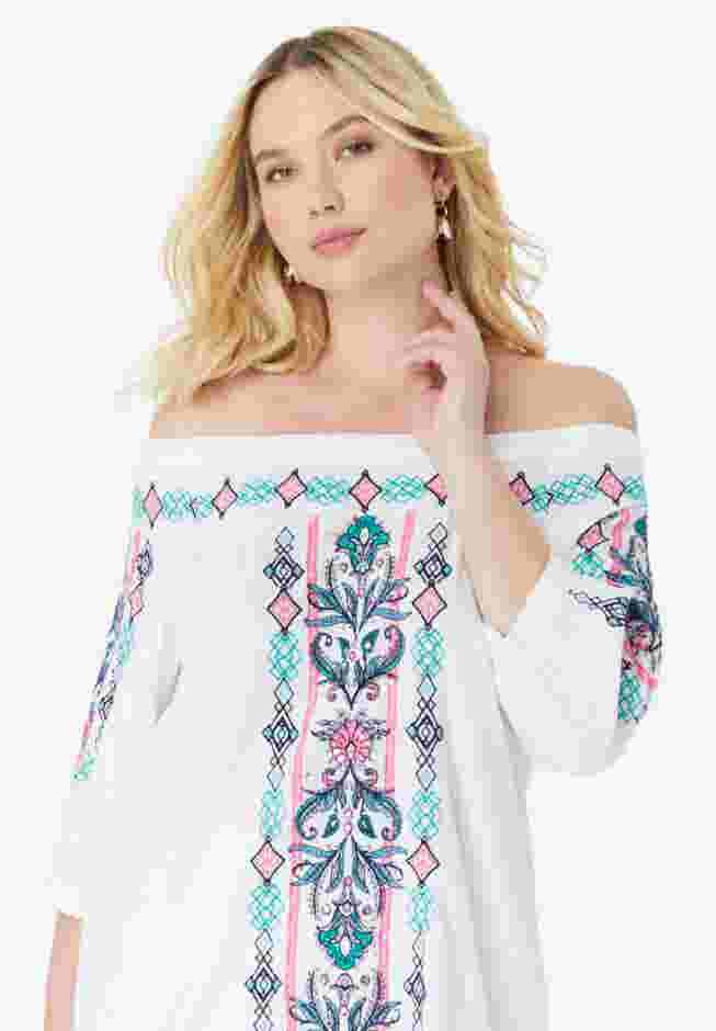 Off-The-Shoulder Embroidered Top image number 4