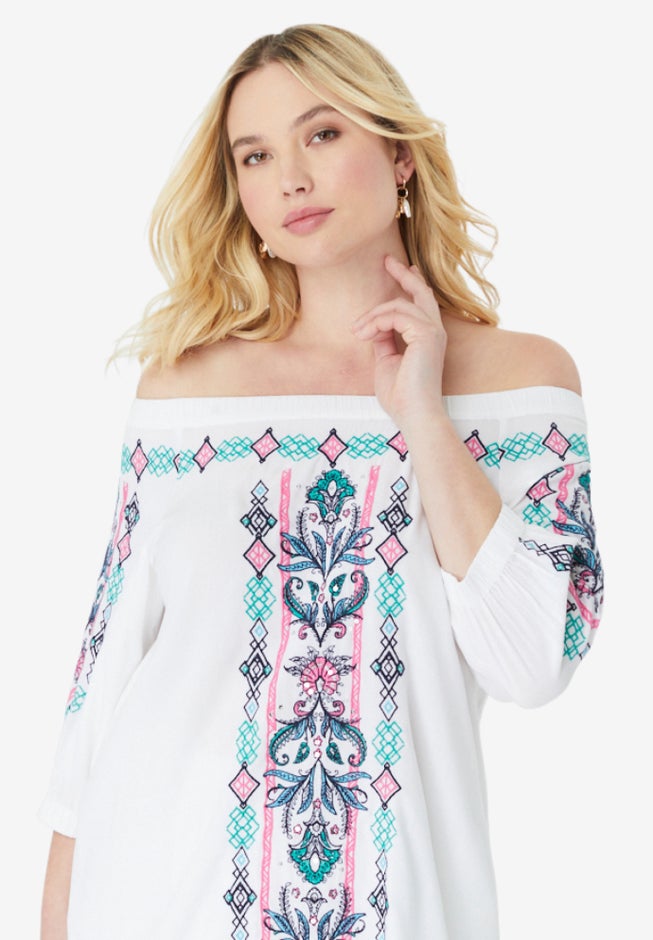 Off-The-Shoulder Embroidered Top image number 4