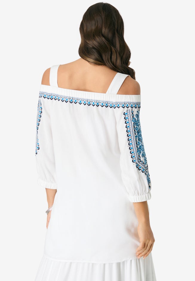 Off-The-Shoulder Embroidered Top image number 1