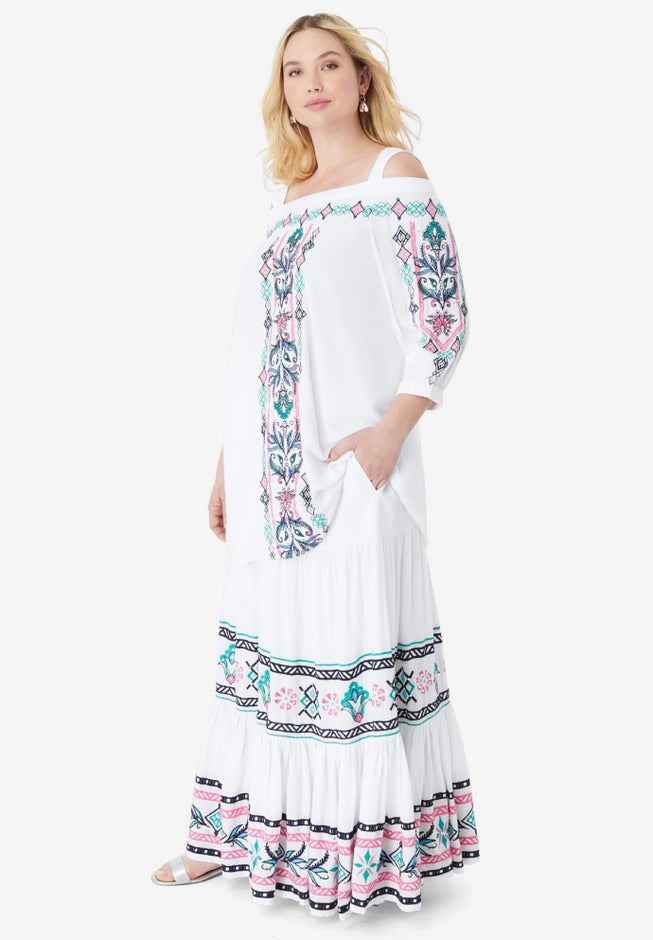 Plus Size Tiered Maxi Skirt image number 4