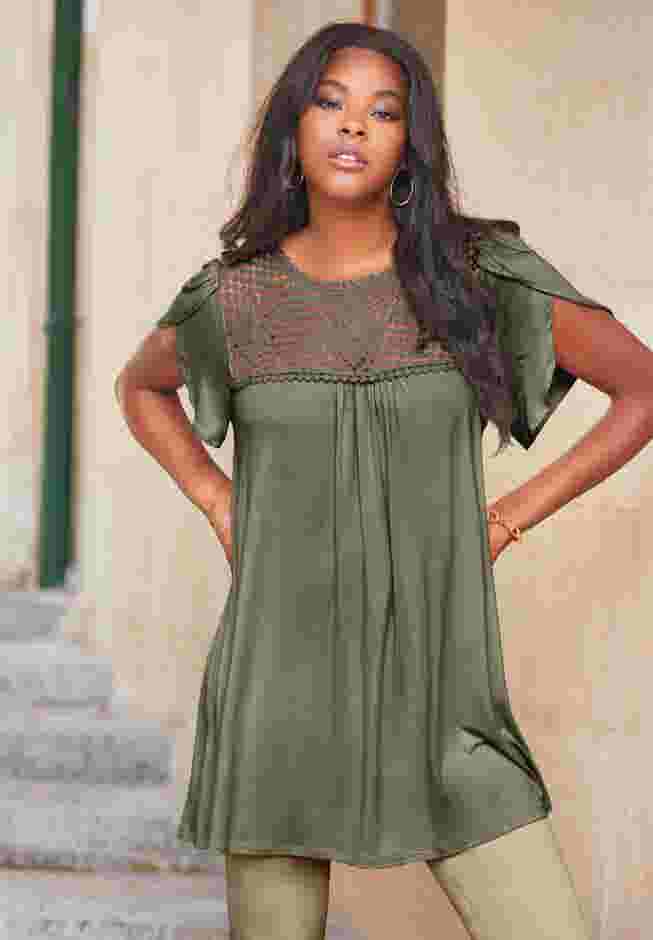 Lace Yoke Pleated Tunic image number 2