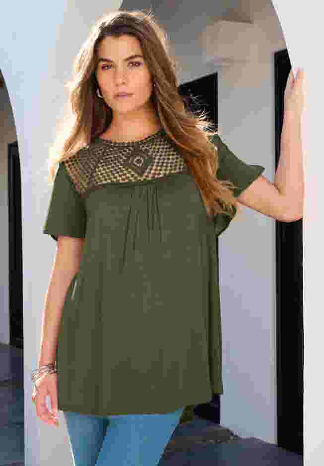 Lace Yoke Pleated Tunic image number 0