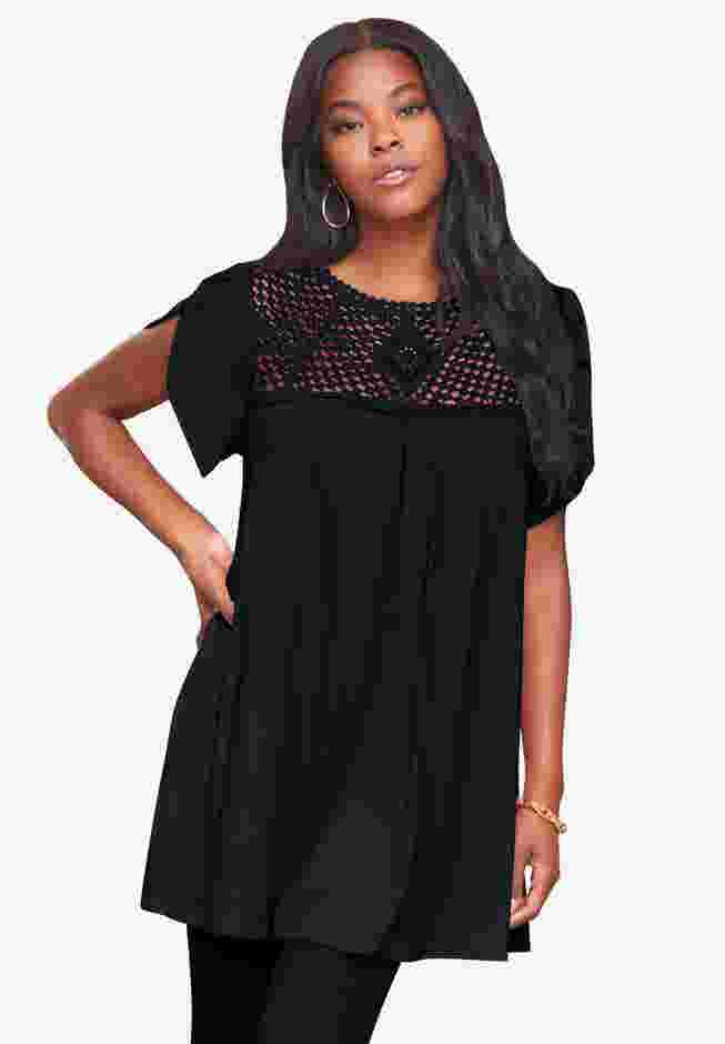 Lace Yoke Pleated Tunic image number 0