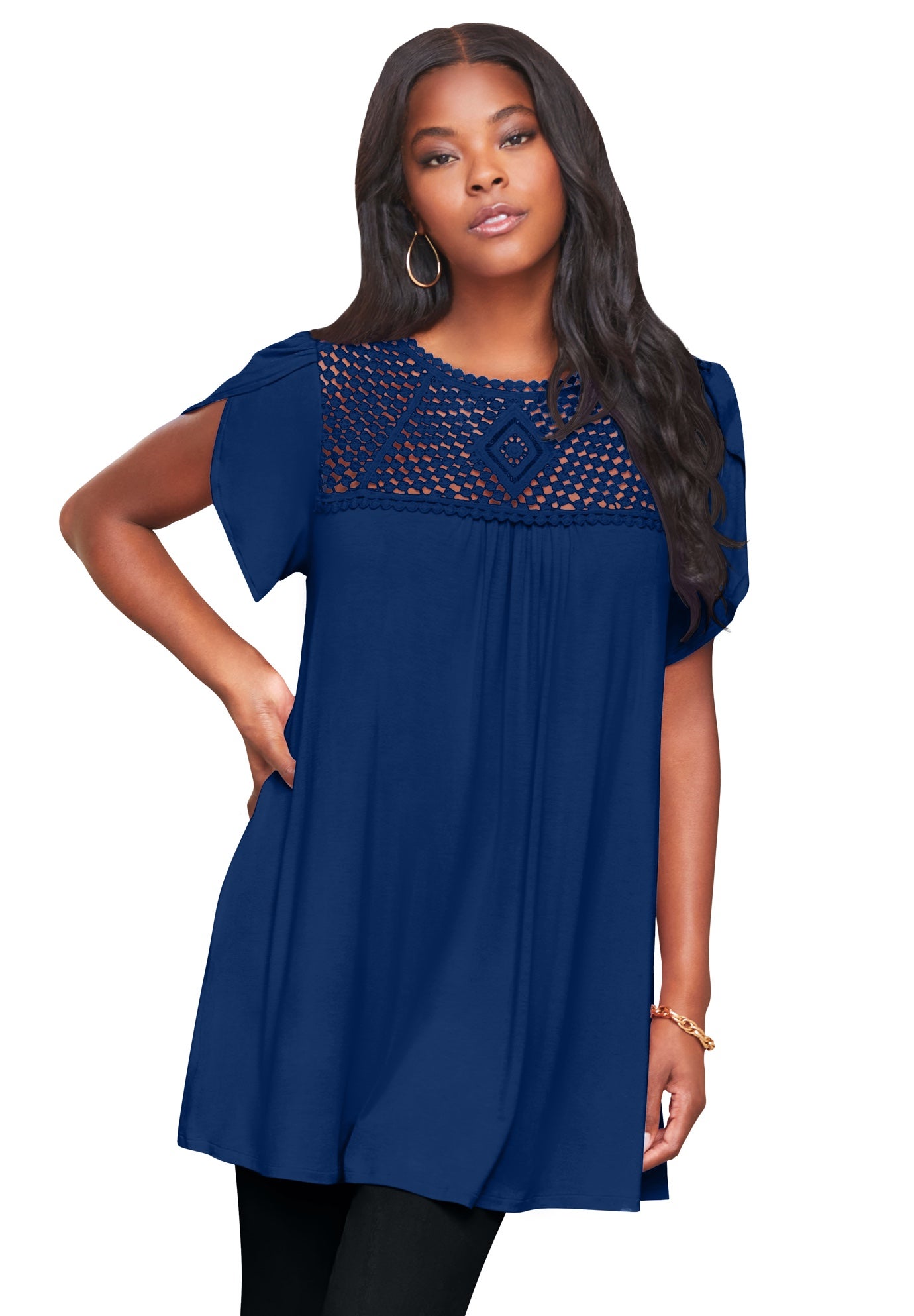 Lace Yoke Pleated Tunic image number 0