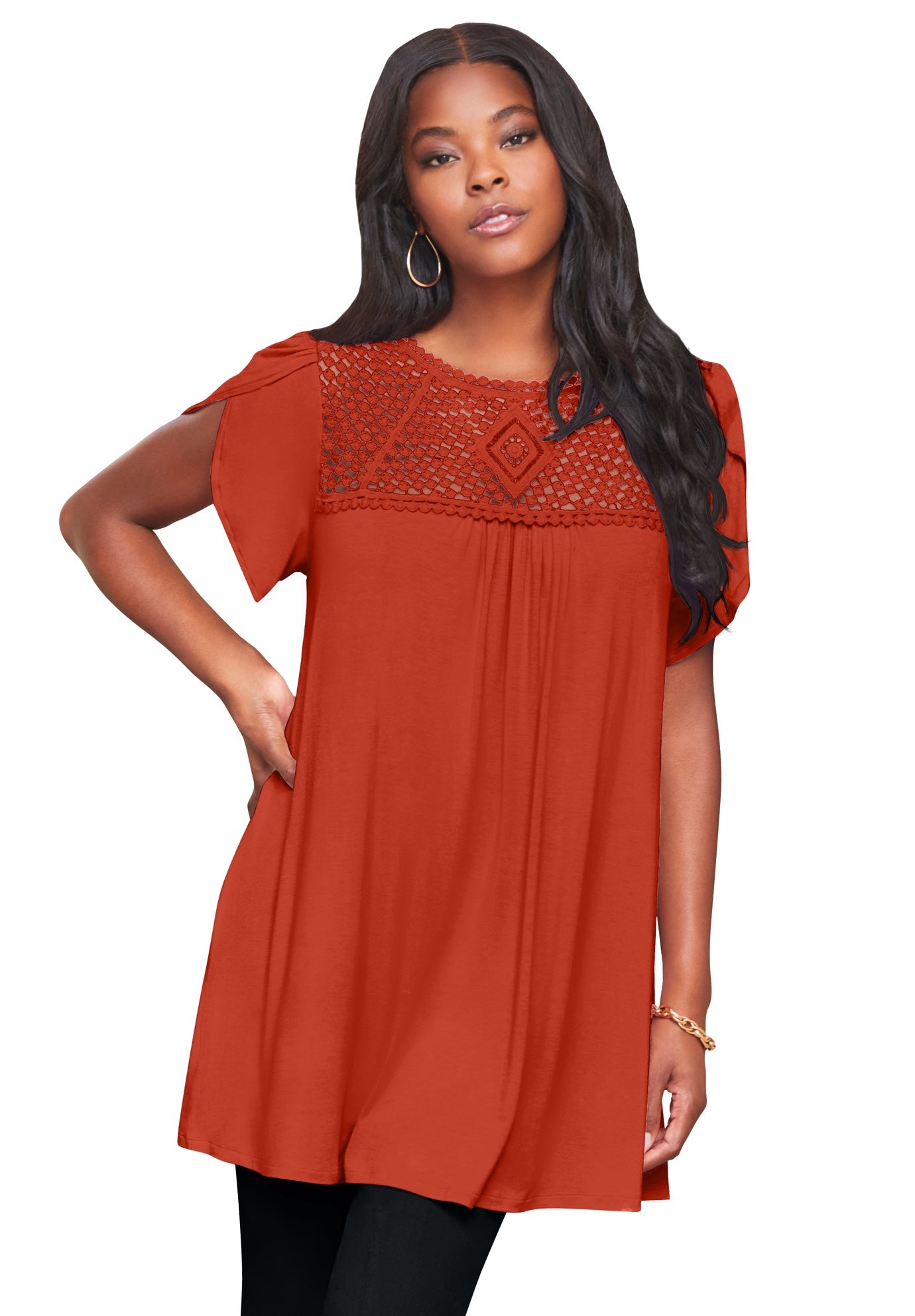 Lace Yoke Pleated Tunic image number 0