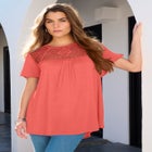 Plus Size Lace Yoke Pleated Tunic image number 0
