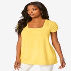 Ruched Cap-Sleeve Ultra Femme Top. image number null