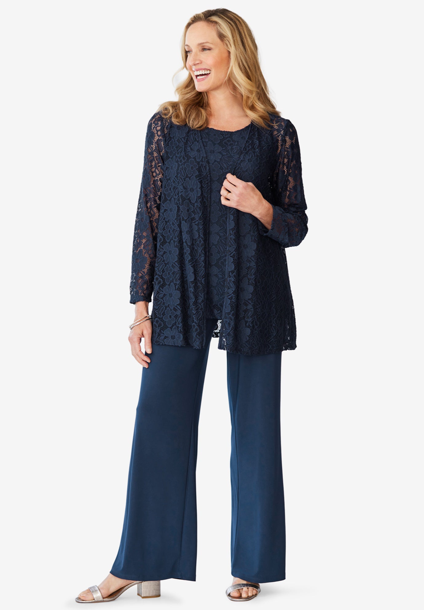 3-piece Lace Jacket/Tank/Pant Set image number 0