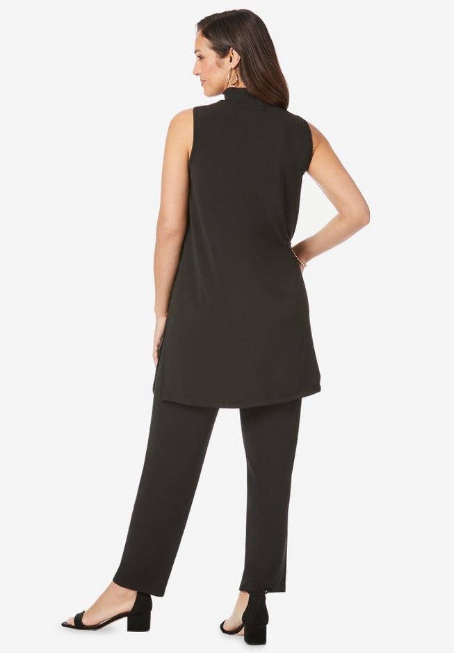 2-Piece Stretch Knit Mockneck Mega Tunic Set image number 1