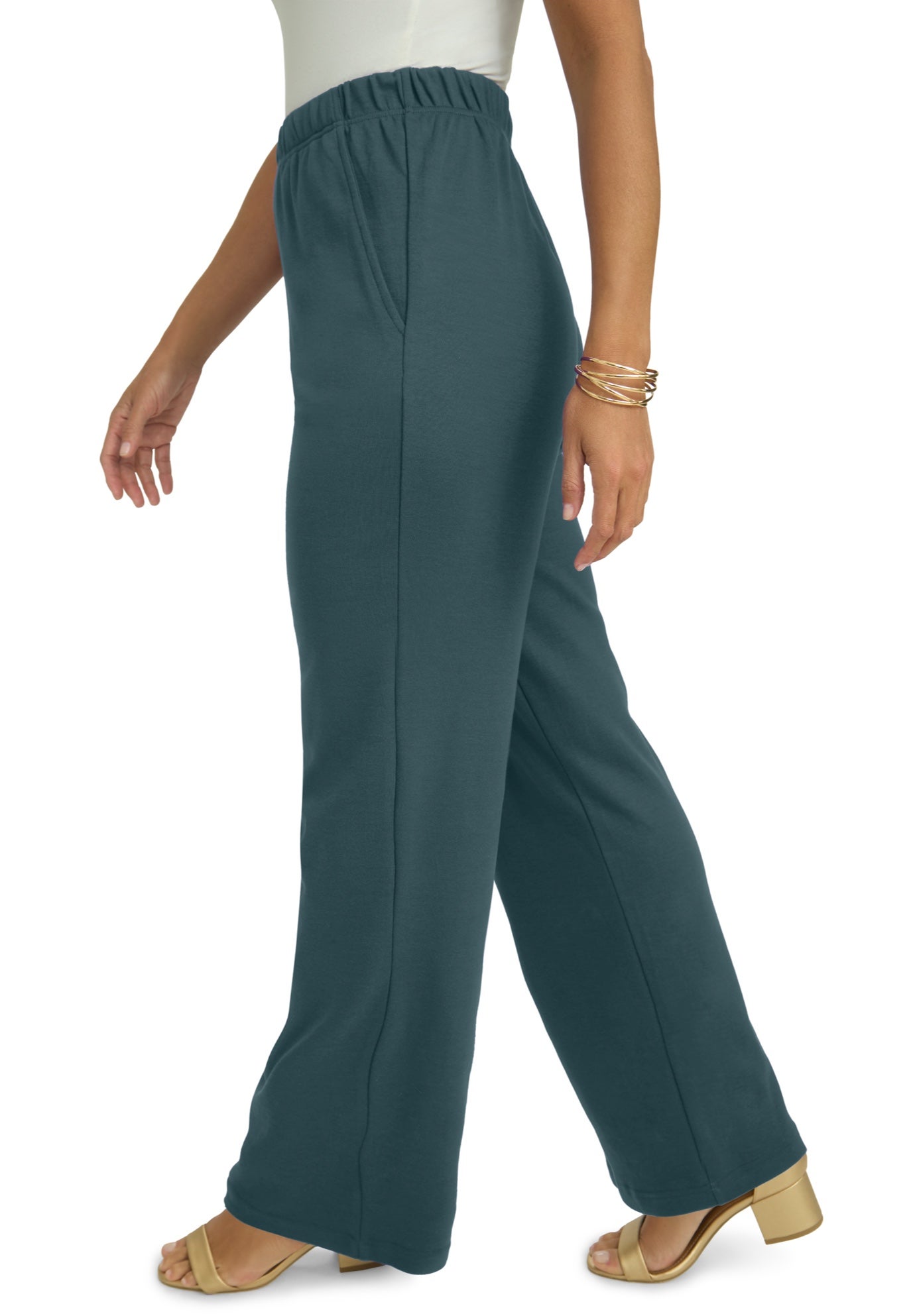 Soft Ease Cotton Knit Wide Leg Pant image number 2