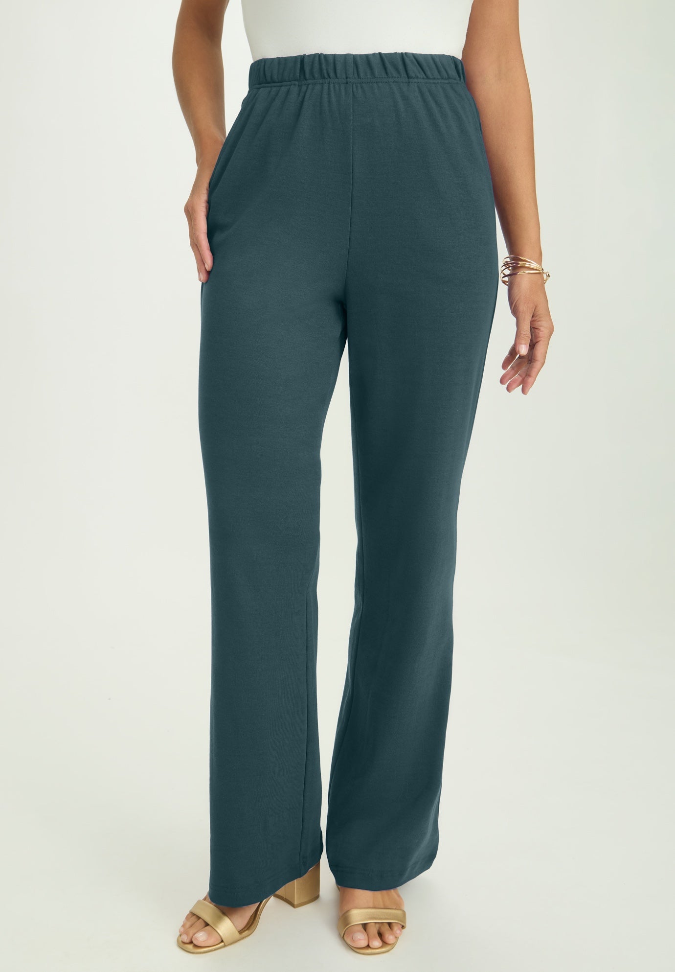 Soft Ease Cotton Knit Wide Leg Pant image number 0