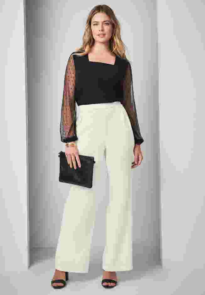 Stretch Knit Crepe Wide Leg Pant image number 0