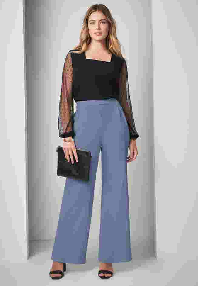 Stretch Knit Crepe Wide Leg Pant image number 0