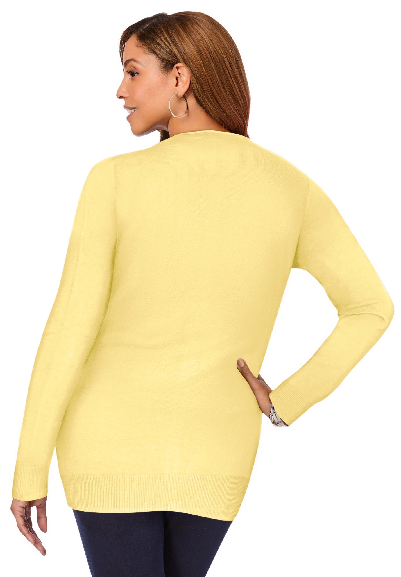 Fine Gauge Button-Front Cardigan image number 1