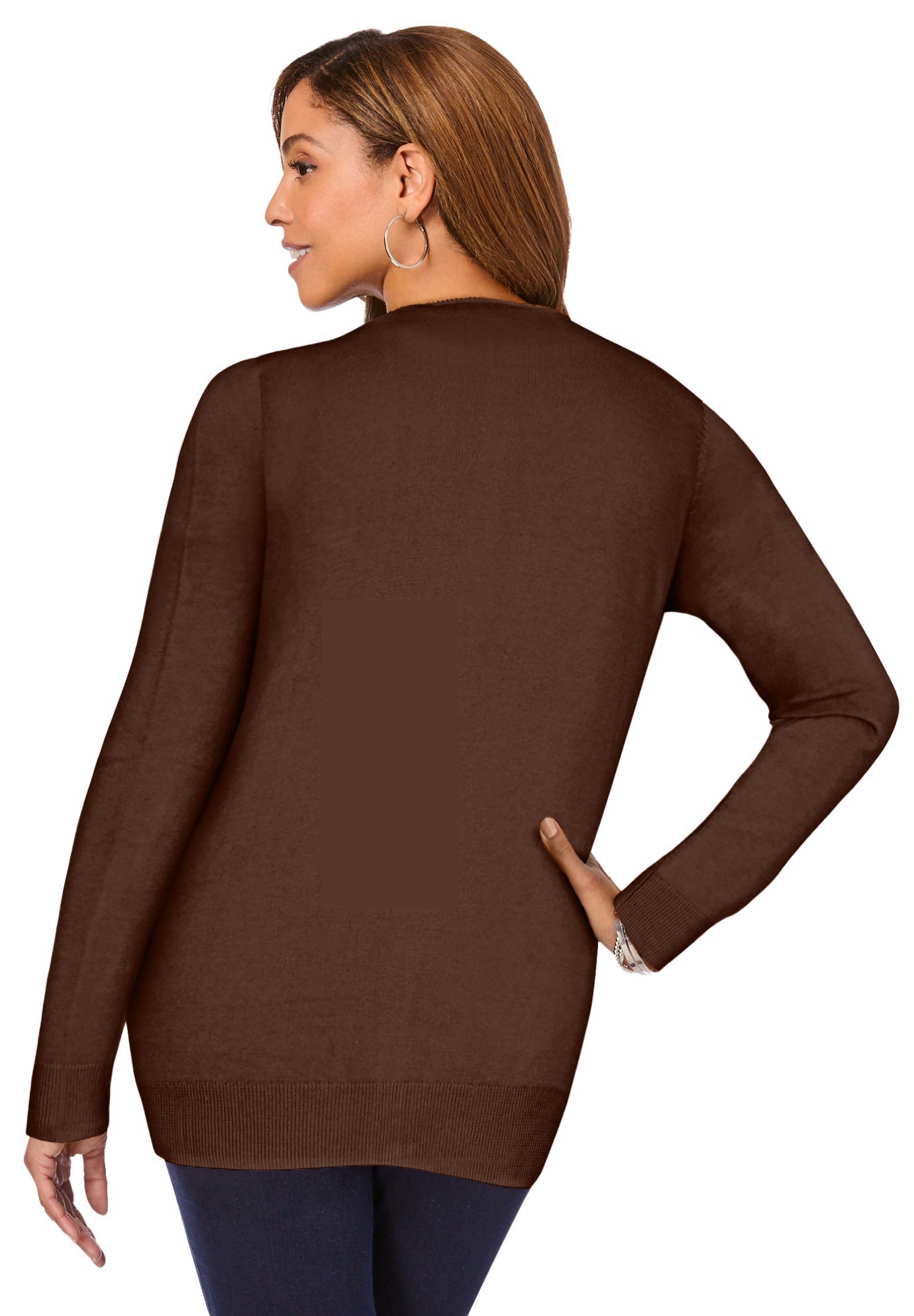 Fine Gauge Button-Front Cardigan image number 1