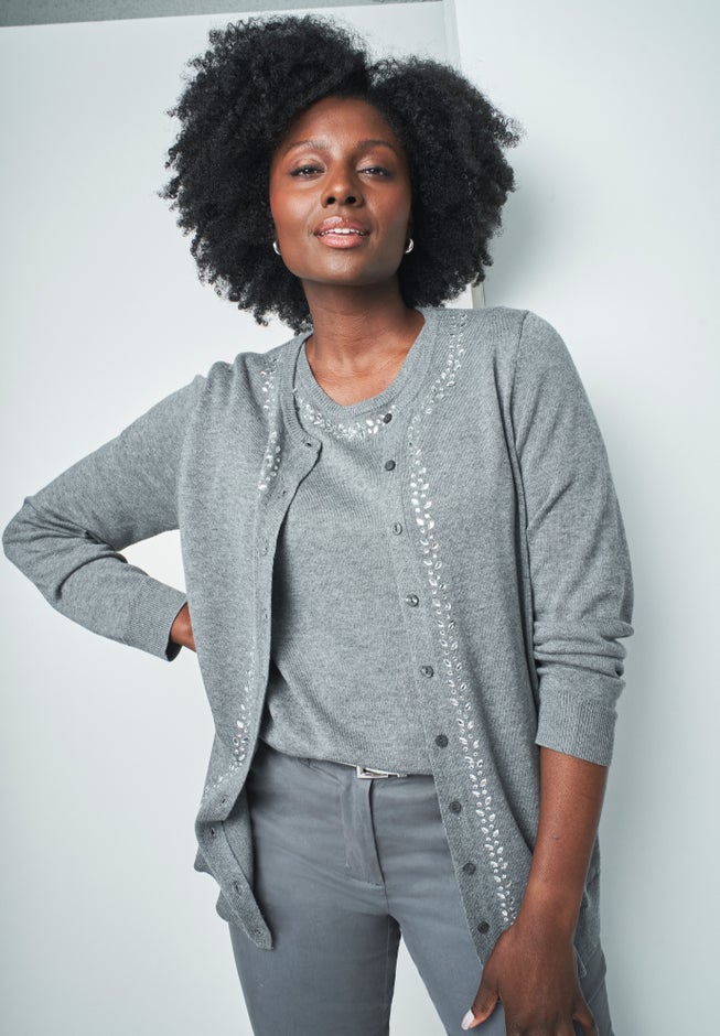 Fine Gauge Button-Front Cardigan image number 1