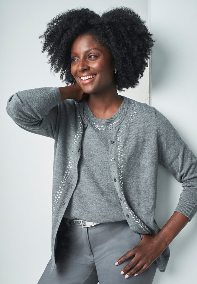 Fine Gauge Button-Front Cardigan image number 2