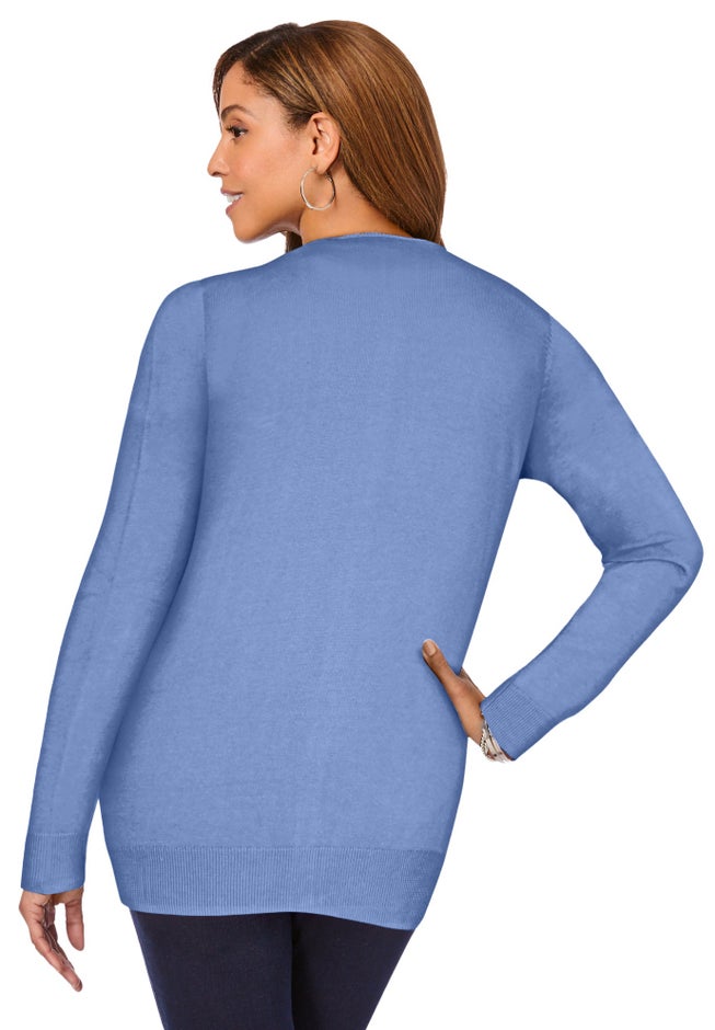 Fine Gauge Button-Front Cardigan image number 1