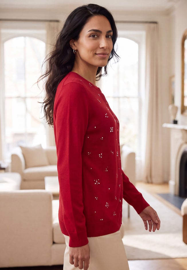 Fine Gauge Button-Front Cardigan image number 2