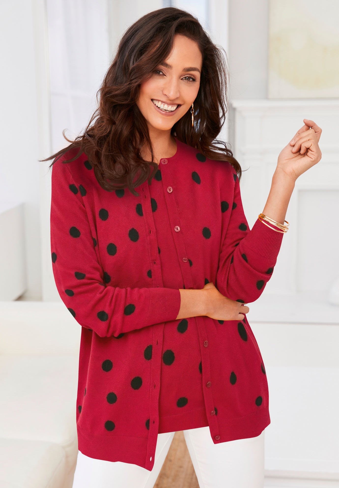 Fine Gauge Button-Front Cardigan image number 0