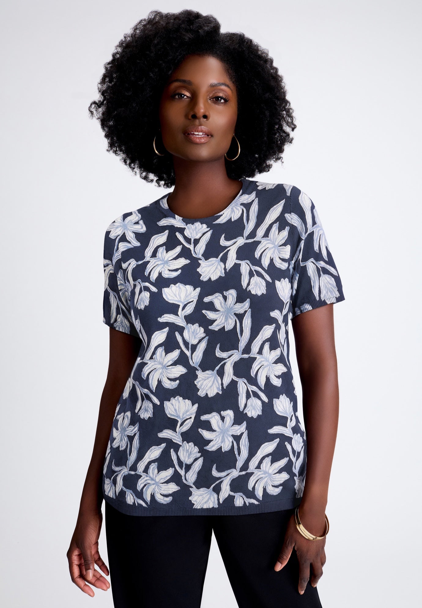 Fine Gauge Crewneck Knit Shell image number 0