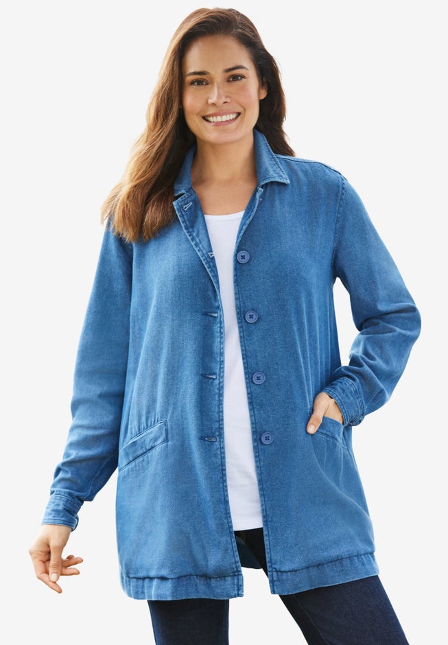 Pleat-Back Denim Jacket image number 4