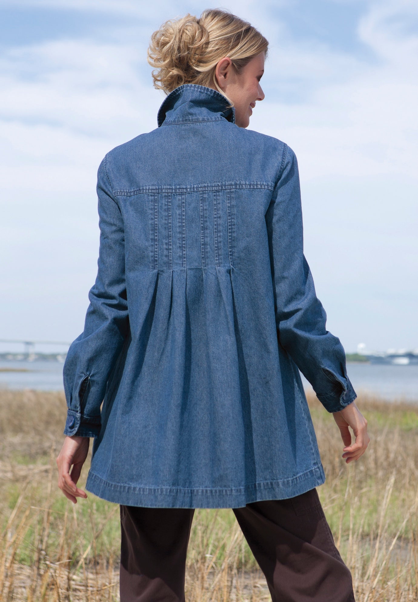 Pleat-Back Denim Jacket image number 5
