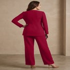 2-Piece Faux Wrap Pantsuit image number null