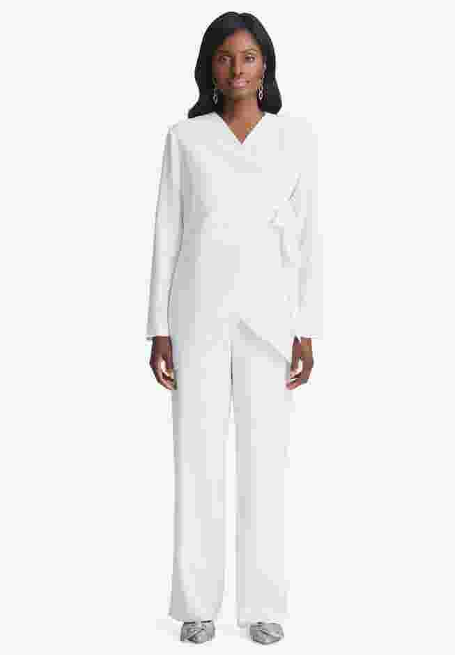 2-Piece Faux Wrap Pantsuit image number 0