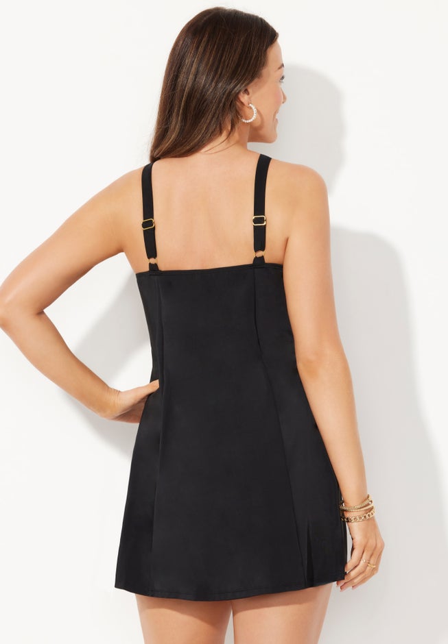 Color Block High Neck Swimdress image number null