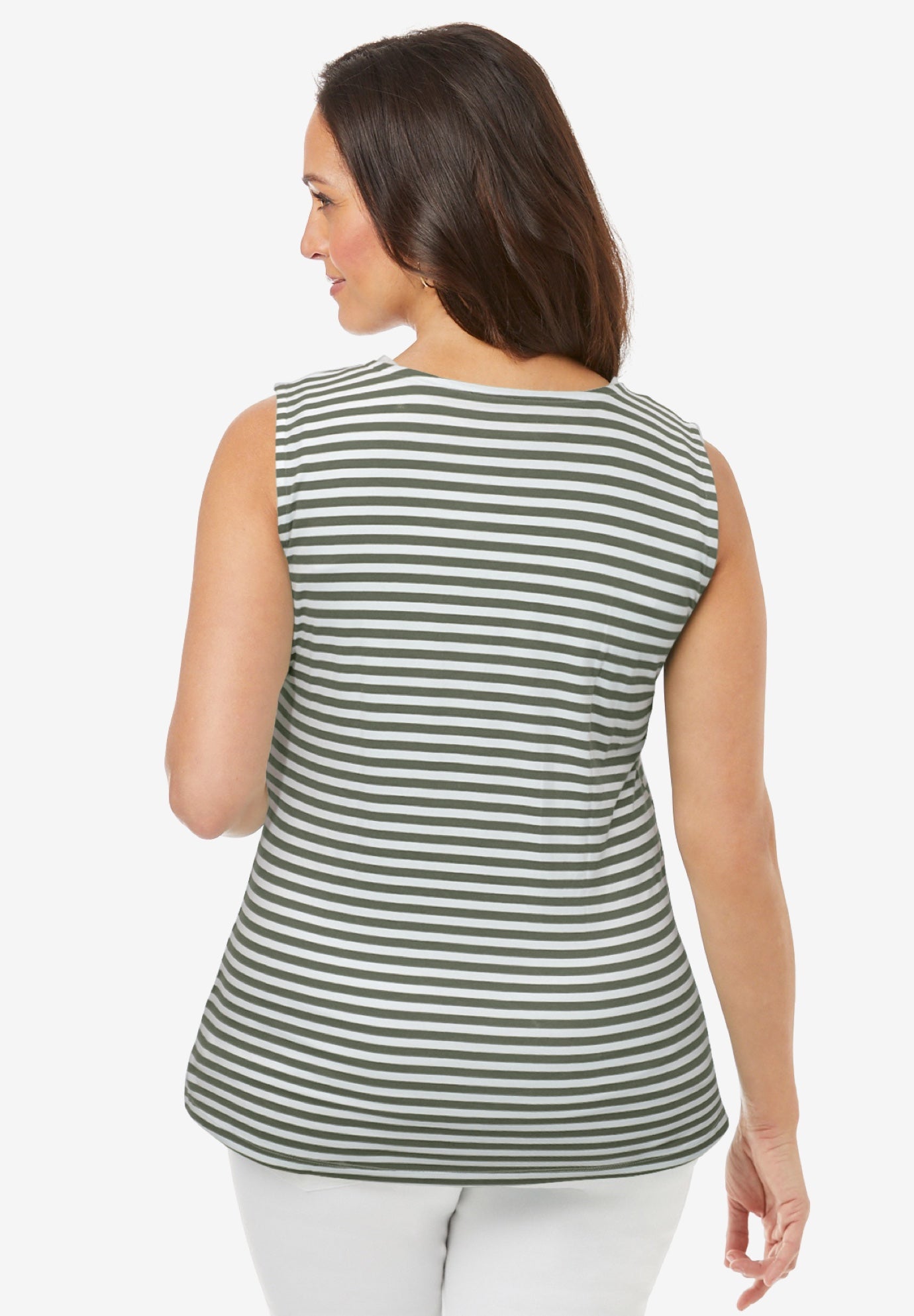 Stretch Cotton Square Neck Tank image number 1