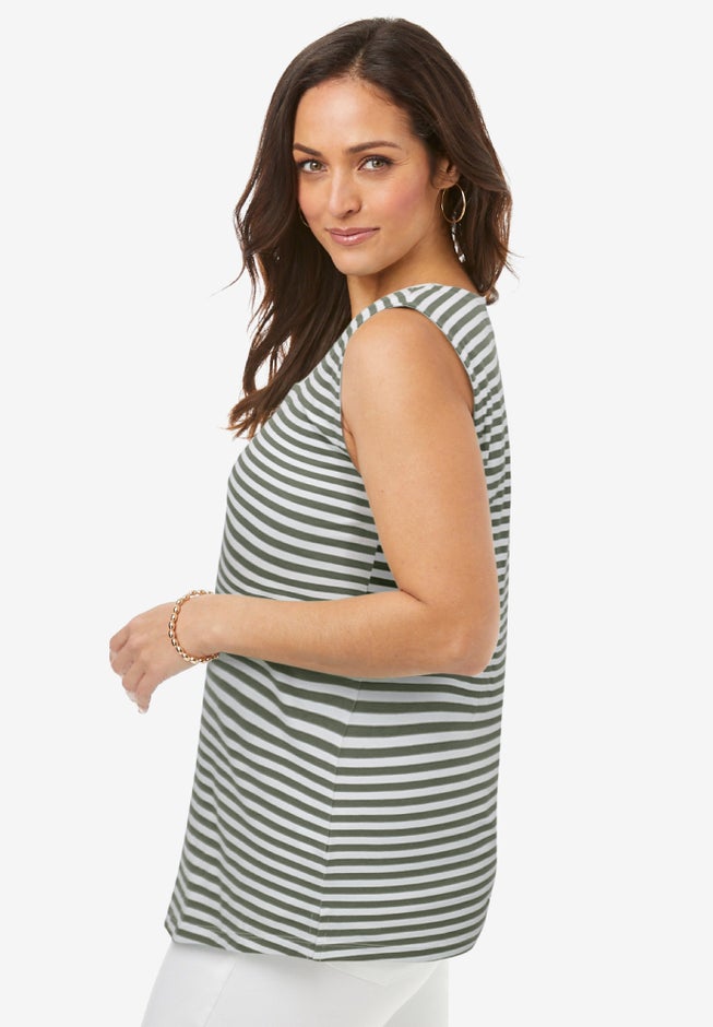 Stretch Cotton Square Neck Tank image number 2