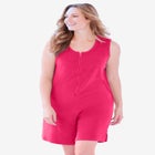 Zip-Front Terry Romper image number null