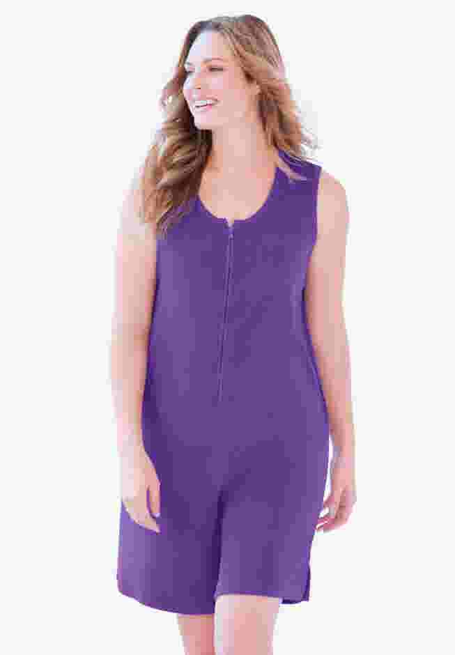 Zip-Front Terry Romper image number 3
