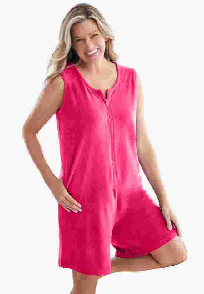 Zip-Front Terry Romper image number 0