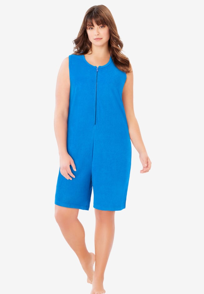 Zip-Front Terry Romper image number 0